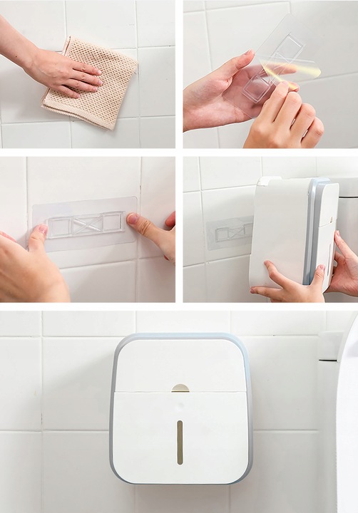 UCHWYT POJEMNIK NA PAPIER TOALETOWY + SZUFLADKA NA CHUSTECZKI PÓŁKA WC