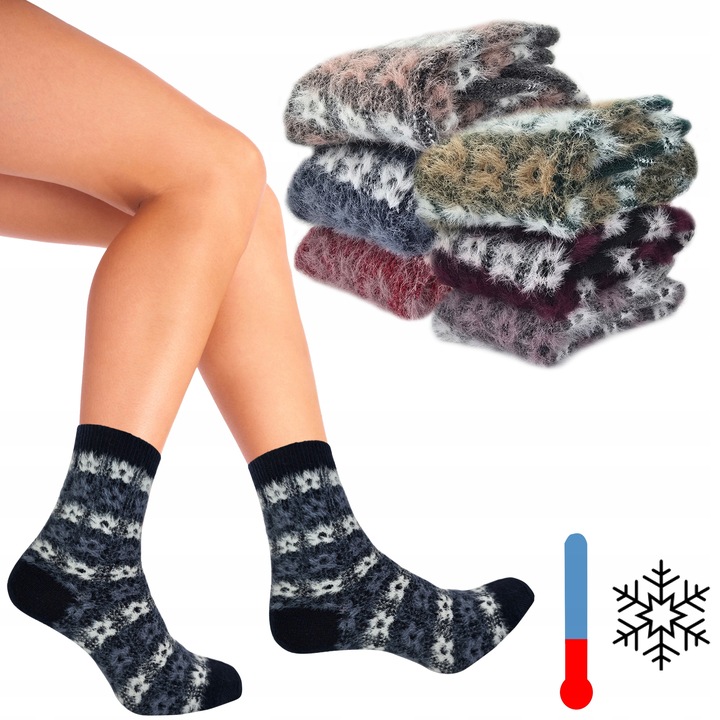NETi Miękkie Termiczne Skarpety Damskie Ciepłe Włosy Norki Zimowe 6-Pak
