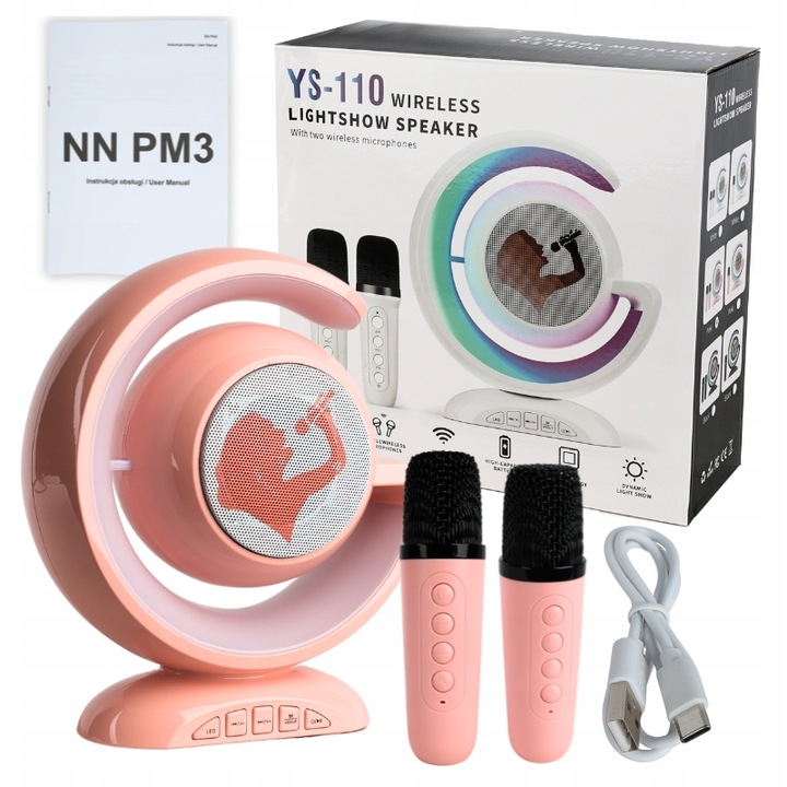 BEZPRZEWODOWY ZESTAW DO KARAOKE DLA DZIECI BLUETOOTH GŁOŚNIK + 2 MIKROFONY