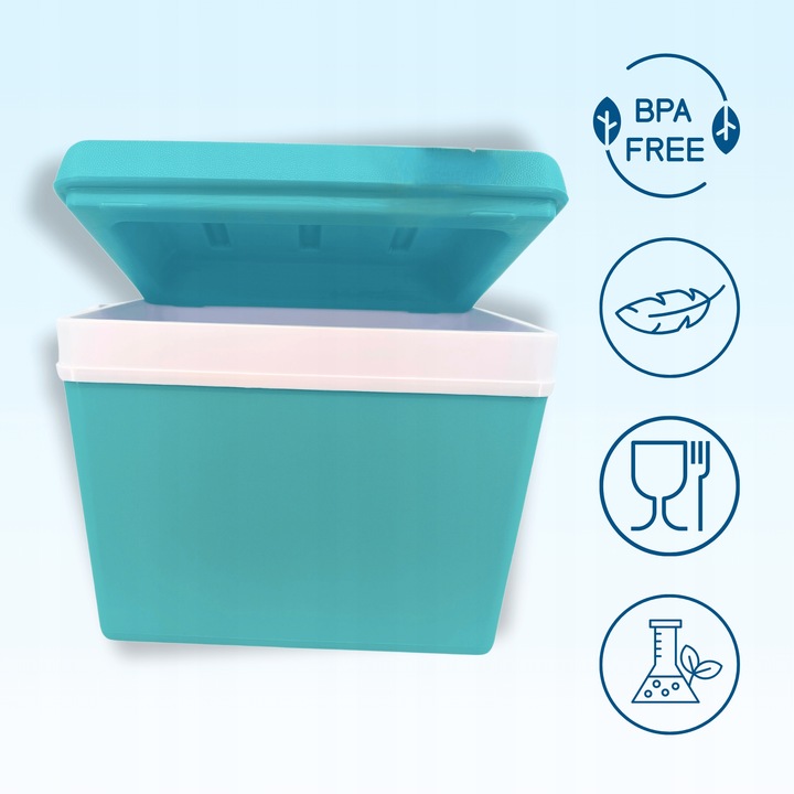 LODÓWKA TURYSTYCZNA 35L TURKUSOWA na WKŁADY MROŻĄCE do auta KAMPERA łodzi