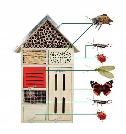 DOMEK hotel BUDKA LĘGOWA DLA OWADÓW MOTYLI Z NATURALNEGO DREWNA DUŻY Z KORĄ