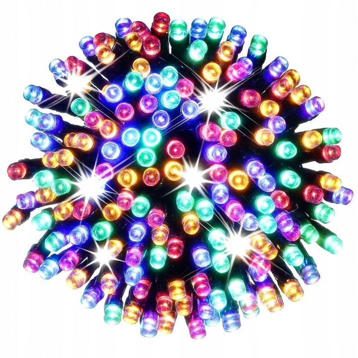 Lampki choinkowe LED 1000 Multi Kolor FLASH 70m IP44, zielony kabel