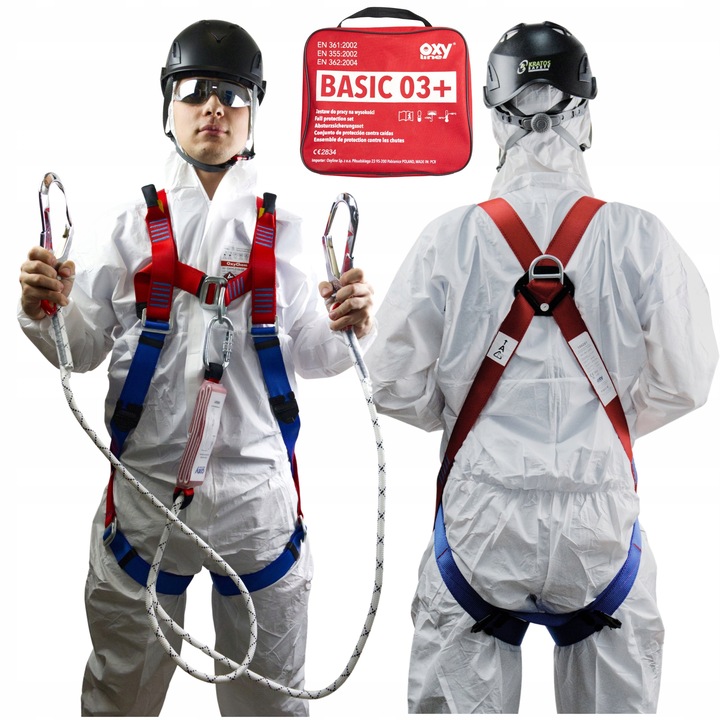 Szelki bezpieczeństwa BHP z AMORTYZATOREM Y - zestaw BASIC + 03 OXYLINE