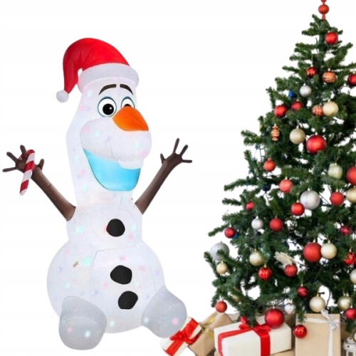 Świąteczny pompowany Bałwan OLAF 1,8m Multicolor podświetlany Led dmuchany