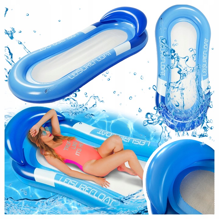 Materac Do Pływania Z Siatką I Zagłowkiem Leżak Fotel Wodny Siatka Dmuchany