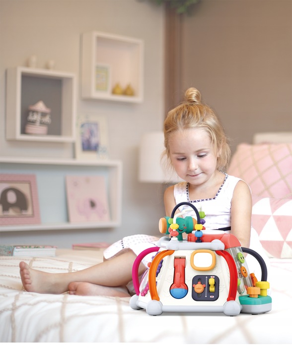 Kostka edukacyjna interaktywna sensoryczna multikostka gra dźwięki sorter