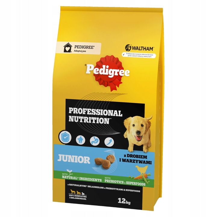 PEDIGREE JUNIOR 12kg DRÓB Z WARZYWAMI SUCHA KARMA DLA SZCZENIĄT