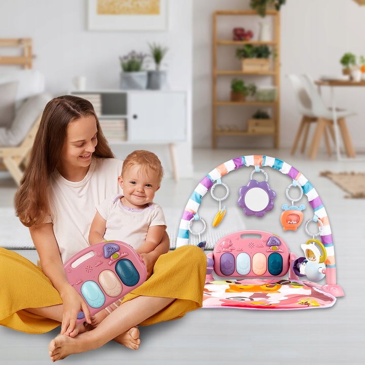 MATA EDUKACYJNA INTERAKTYWNA Z PIANINKIEM GRZECHOTKI GRYZAKI DLA NIEMOWLĄT