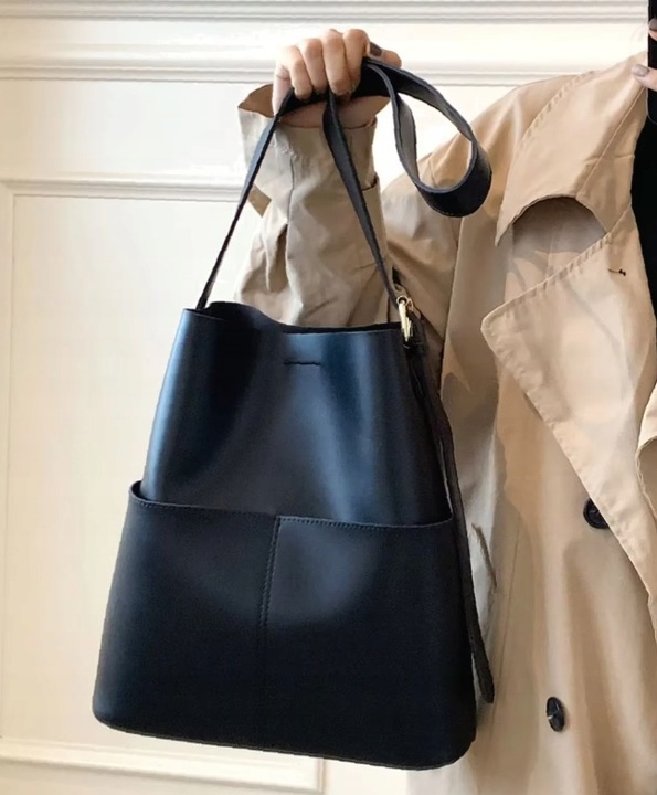 Torebka Damska CZARNA Torba na Ramię Pojemna Shopper Duża Eko Skóra Miejska