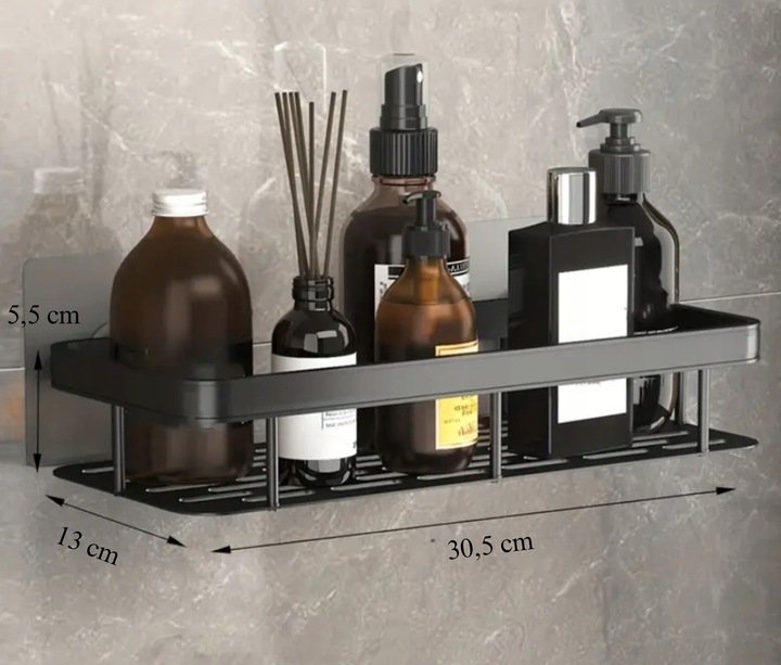 ZESTAW 2 SZT PÓŁKA ŁAZIENKOWA WISZĄCA METALOWA SAMOPRZYLEPNA CZARNA LOFT