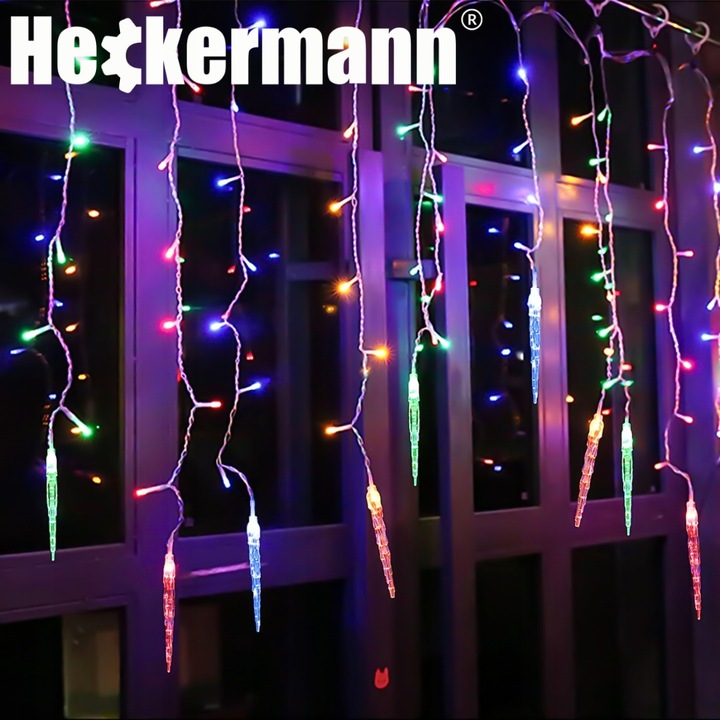 LAMPKI ZEWNĘTRZNE I WEWNĘTRZNE ŚWIĄTECZNE SOPLE 216 LED Z EFEKTEM ŚWIATEŁKA