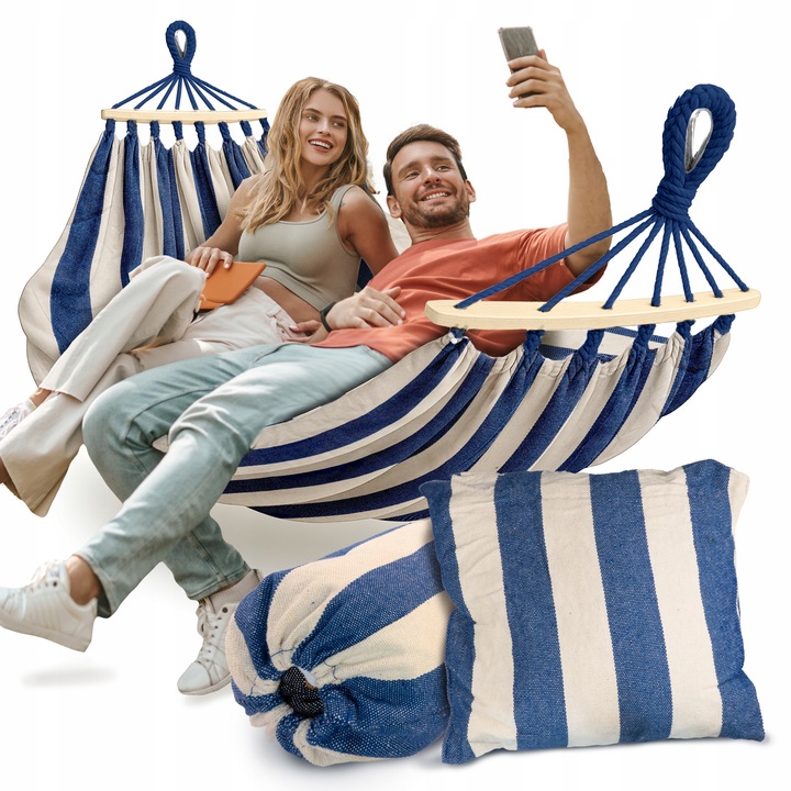 HAMAK OGRODOWY 2 OSOBOWY BRAZYLIJSKI XXL MOCNY HUŚTAWKA PAŁĄK DUŻY + TORBA