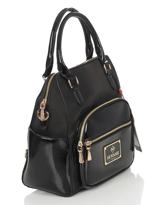 Monnari Czarna torebka listonoszka KUFEREK do ręki i plecak w jednym 3w1