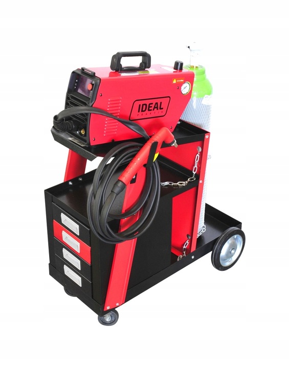 WÓZEK SPAWALNICZY Z SZUFLADAMI DO SPAWARKI MIGOMATU Z PÓŁKĄ NA BUTLĘ