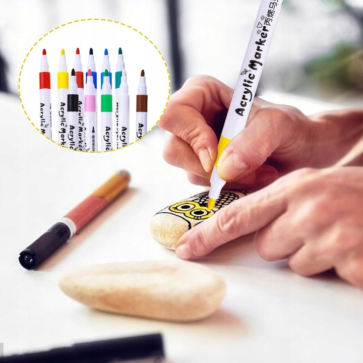 MARKERY AKRYLOWE 24 KOLORY PISAKI FLAMASTRY DO KAMIENI DREWNA TKANIN SZKŁA