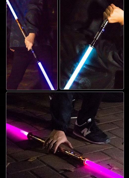 MIECZ ŚWIETLNY ŚWIECĄCY Z DŹWIĘK STAR WARS ZABAWKOWY RGB 16 KOL METAL MIECZ