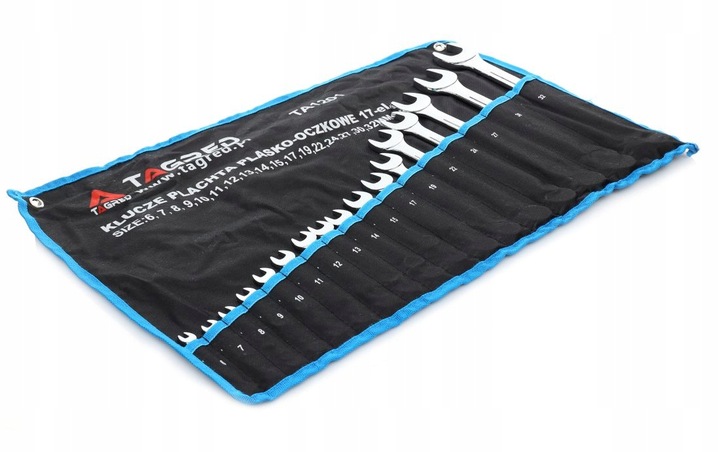 ZESTAW KLUCZY PŁASKO OCZKOWYCH 17 ELEMENTÓW MOCNE KUTE HARTOWANE