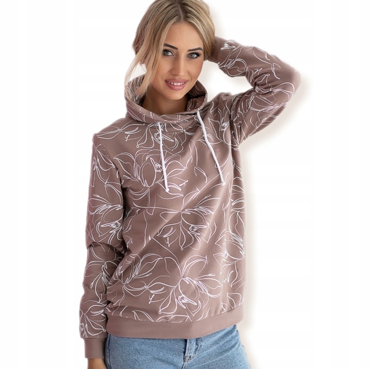 BLUZA DRESOWA DAMSKA BAWEŁNIANA Z KOMINEM W PRINT KWIATY KOLORY ROZMIARY