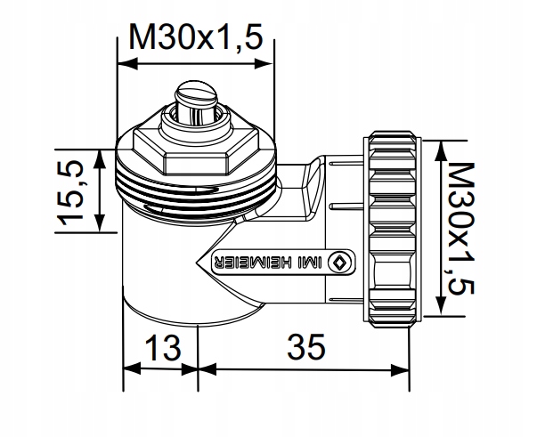 IMI adapter kątowy M30x1,5 do PURMO KERMI STELRAD