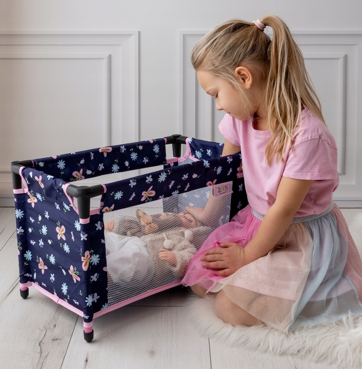 ŁÓŻECZKO dla lalek KRZESEŁKO DO KARMIENIA HUŚTAWKA 2w1 Zestaw dla lalki