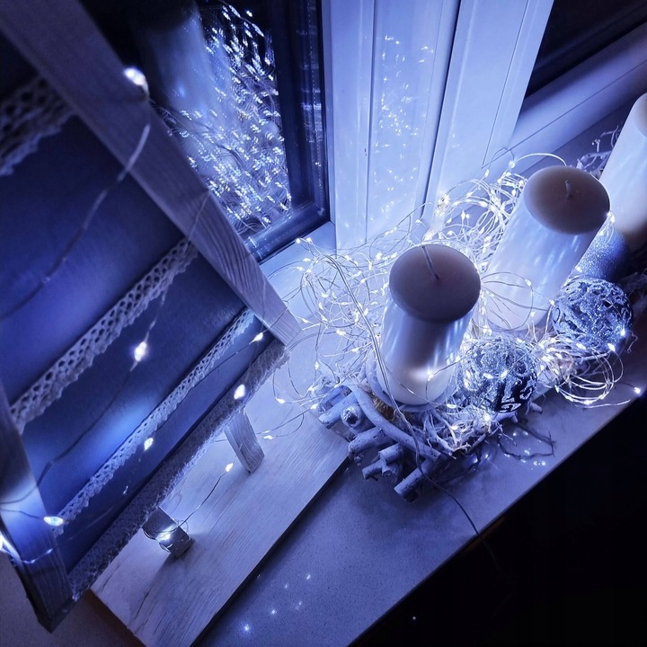 LAMPKI DRUCIKI 100 LED 13m ZEW/WEW MIKRO NA PRĄD 8 FUNKCJI ZIMNE ZASILACZ