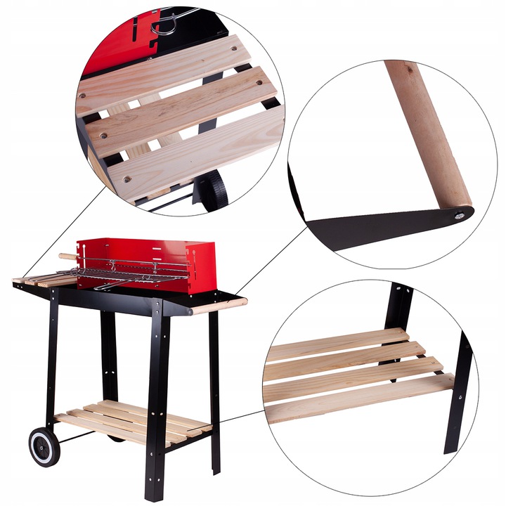 GRILL OGRODOWY WĘGLOWY PRZENOŚNY RUSZT KÓŁKA