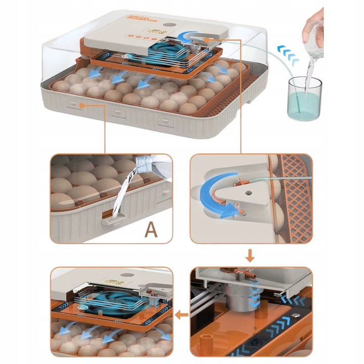 Inkubator Automatyczny 56H 56 Jaj Z Owoskopem 12V Klujnik Wylęgarka Drobiu