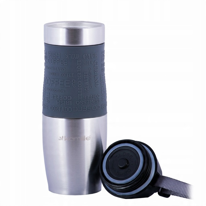 KUBEK TERMICZNY TERMOS STALOWY 100% SZCZELNY pojemny bidon KAMILLE 480 ml