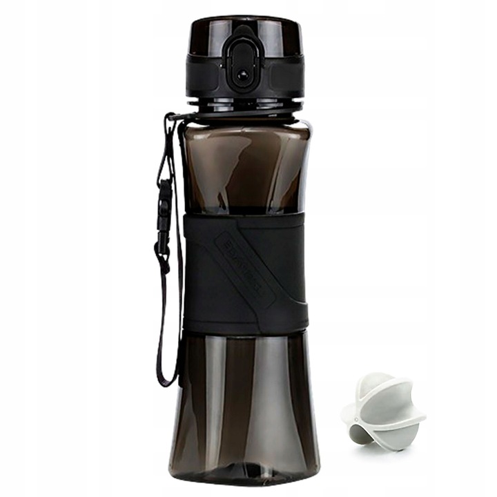 BUTELKA SHAKER DO BIAŁKA, DO ODŻYWEK 550ML BIDON NA WODĘ Z TRITANU CZARNY