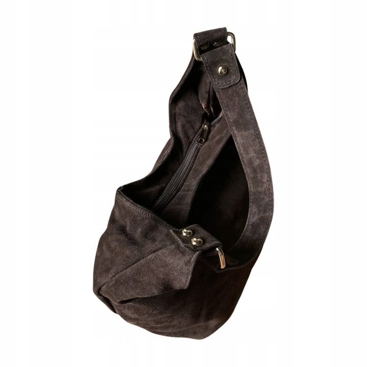 CZEKOLADOWA ZAMSZOWA TOREBKA WOREK BRĄZOWA TOREBKA ZAMSZ NATURALNY ZAMEK