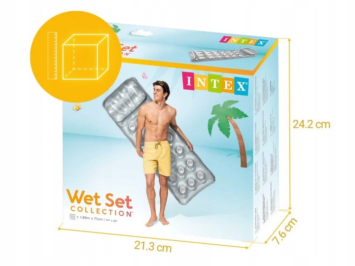 Materac do Pływania Dmuchany Plażowy z Zagłówkiem Intex 58894 MODEL 2025