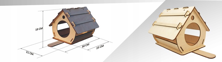 Drewniany KARMNIK Dla Ptaków do Złożenia i Malowania+farby DIY
