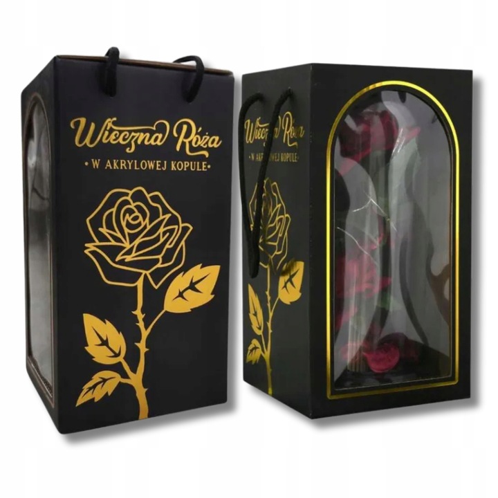 WIECZNA RÓŻA W SZKLE LED JAK PRAWDZIWA KWIATY POMYSŁ NA PREZENT WALENTYNKI