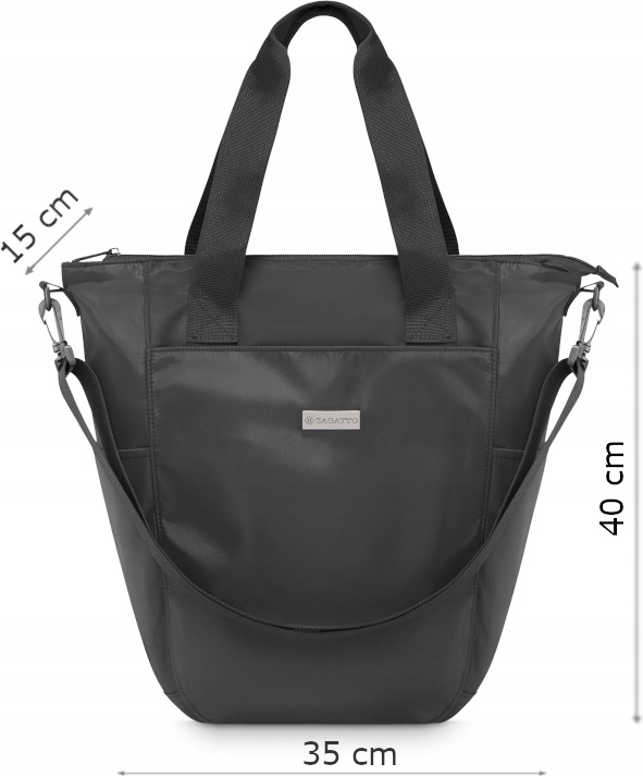 Torebka damska shopper czarna pojemna torba damska na ramię miejska ZAGATTO