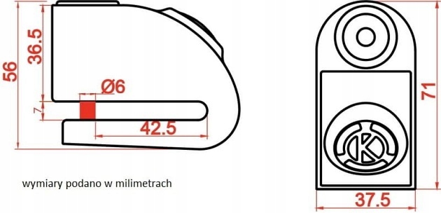 Blokada tarczy hamulcowej z alarmem KOVIX KT6/KD6