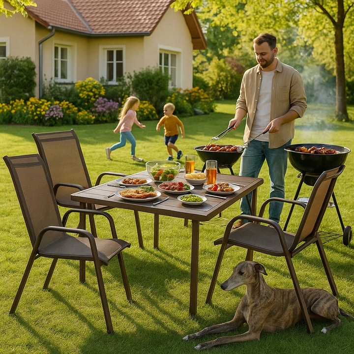 2szt. KRZESŁO OGRODOWE BALKONOWE FOTEL NA TARAS OGRÓD MOCNE BRĄZOWE ZESTAW