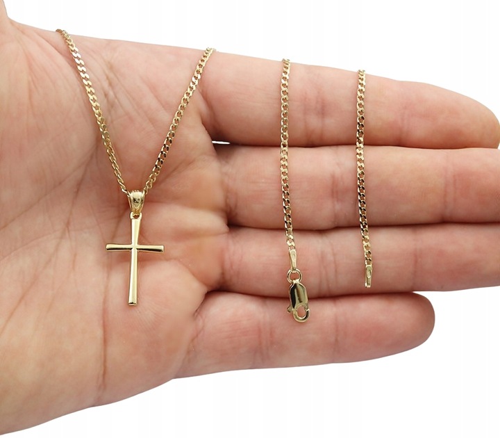 ZŁOTY ŁAŃCUSZEK NA CHRZEST CHRZCINY Z KRZYŻYKIEM PR 925 585 GRAWER PAMIĄTKA