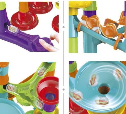 Tor Kulkowy KULODROM ZESTAW 113 el KULKI WYRZUTNIA Zjeżdżalnia dla kulek