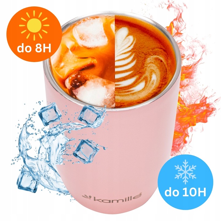 KUBEK TERMICZNY stalowy TERMOS do kawy herbaty szkoły pracy 300 ml KAMILLE
