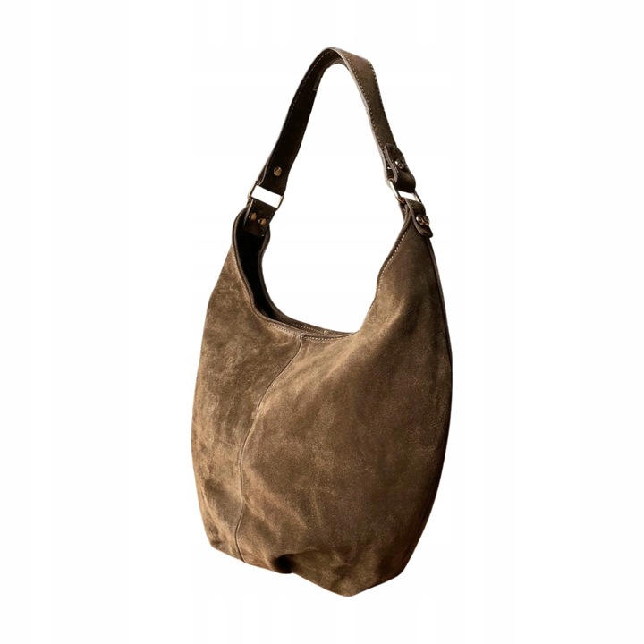 TAUPE ZAMSZOWA TOREBKA WOREK CAPPUCCINO TOREBKA ZAMSZ NATURALNY FANGO ZAMEK