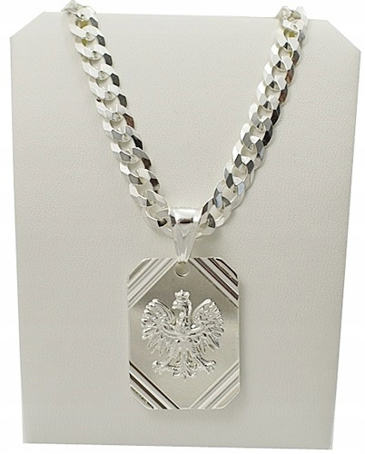 ŁANCUSZEK SREBRNY PANCERKA Z ORŁEM + GRAWER