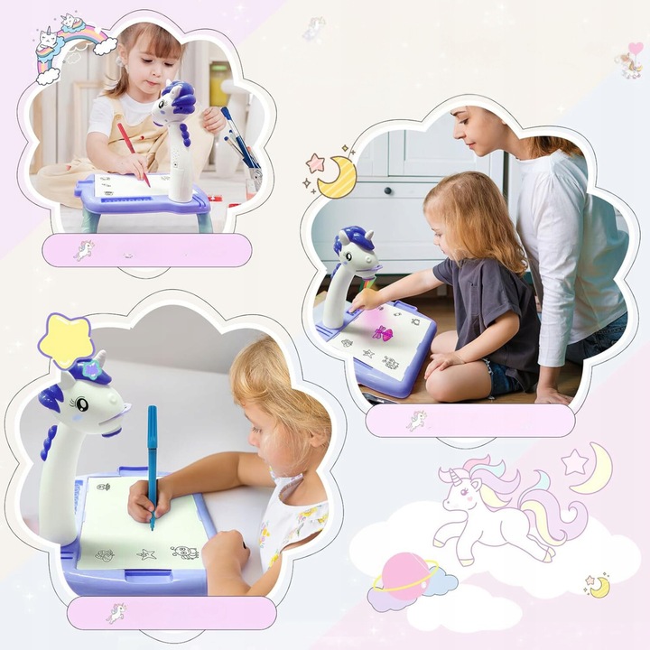 Projektor do Rysowania dla Dzieci Rzutnik do Nauki Tablica ze Stołem Mazaki