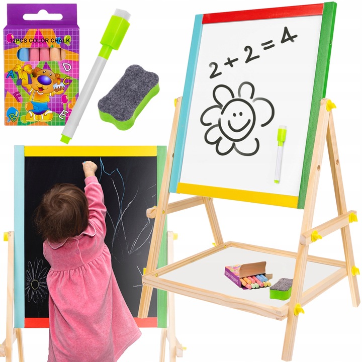 Tablica Magnetyczna Obrotowa Kredowa Dwustronna dla Dzieci Suchościeralna