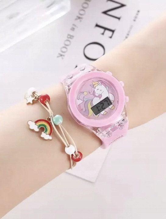 ZEGAREK ELEKTRONICZNY LED BRANSOLETKA DLA DZIEWCZYNKI JEDNOROŻEC