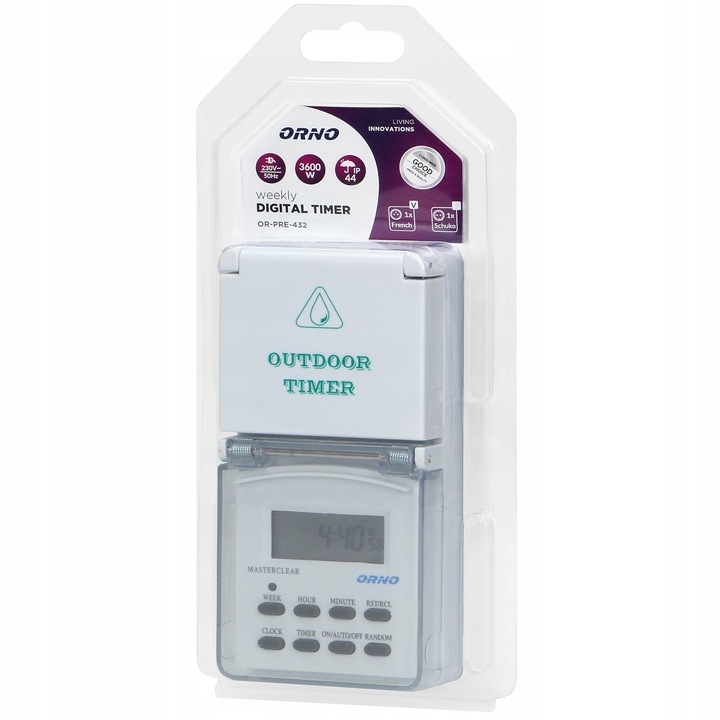 PROGRAMATOR CZASOWY ZEWNĘTRZNY IP44 WŁĄCZNIK WYŁĄCZNIK CYFROWY TIMER LCD