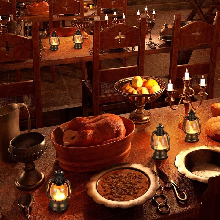 12 szt Mini Latarni w Stylu Vintage, Olejowa, Wisząca Latarnia Naftowa,LED