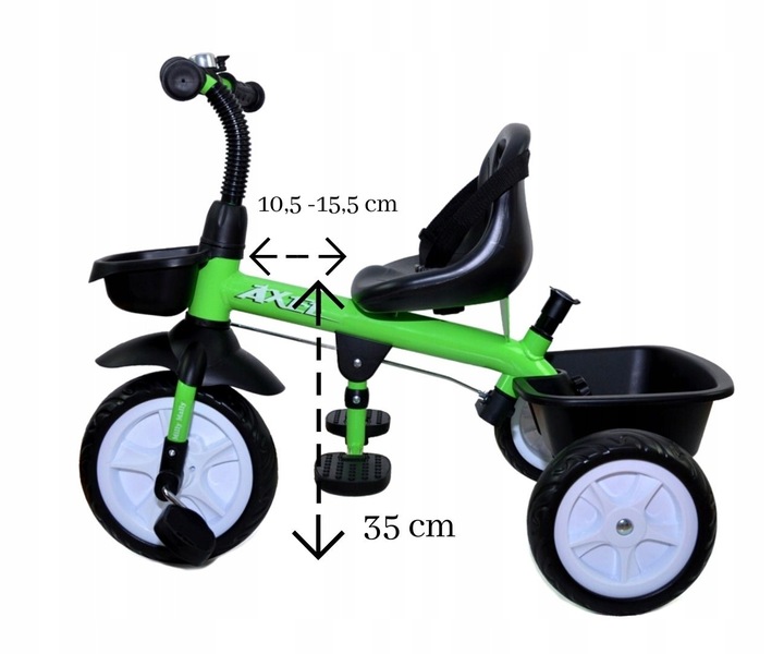 Rowerek Trójkołowy Milly Mally jeździk 2w1 dziecięcy koszyk Axel Zielony