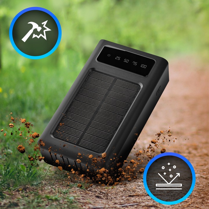 POWERBANK SOLARNY 20000 MAH KABEL ŁADOWANIE