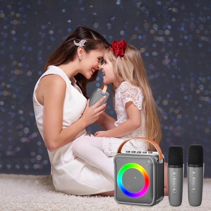 ZESTAW KARAOKE LED BLUETOOTH BEZPRZEWODOWY 2 MIKROFONY SOUNIX