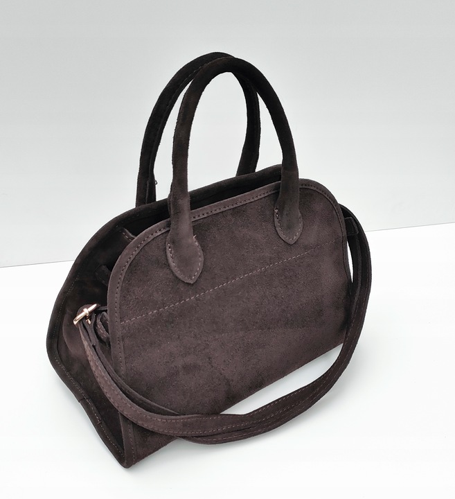 Torebka zamsz kuferek skóra naturalna brązowa czekoladowa espersso